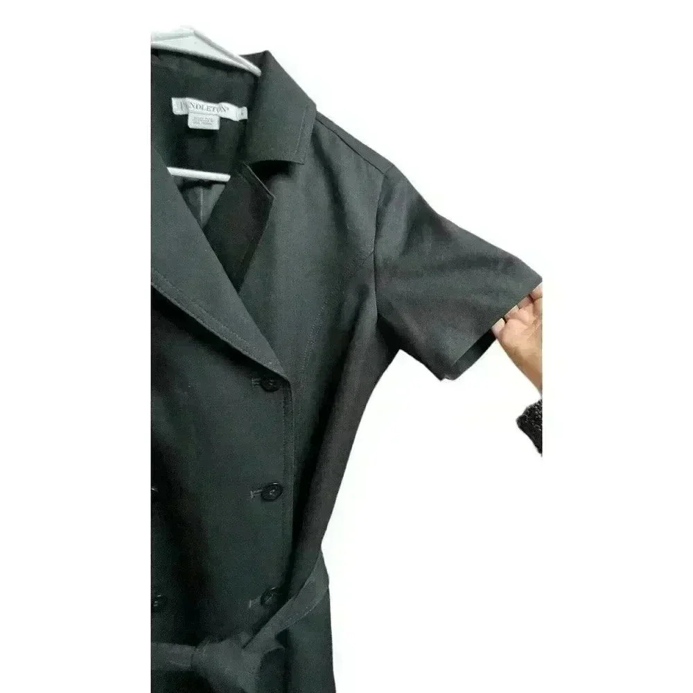 Pendleton Black Shift Belted Dress 100% Virgin Wool Career Fully Lined - Picture 6 of 14